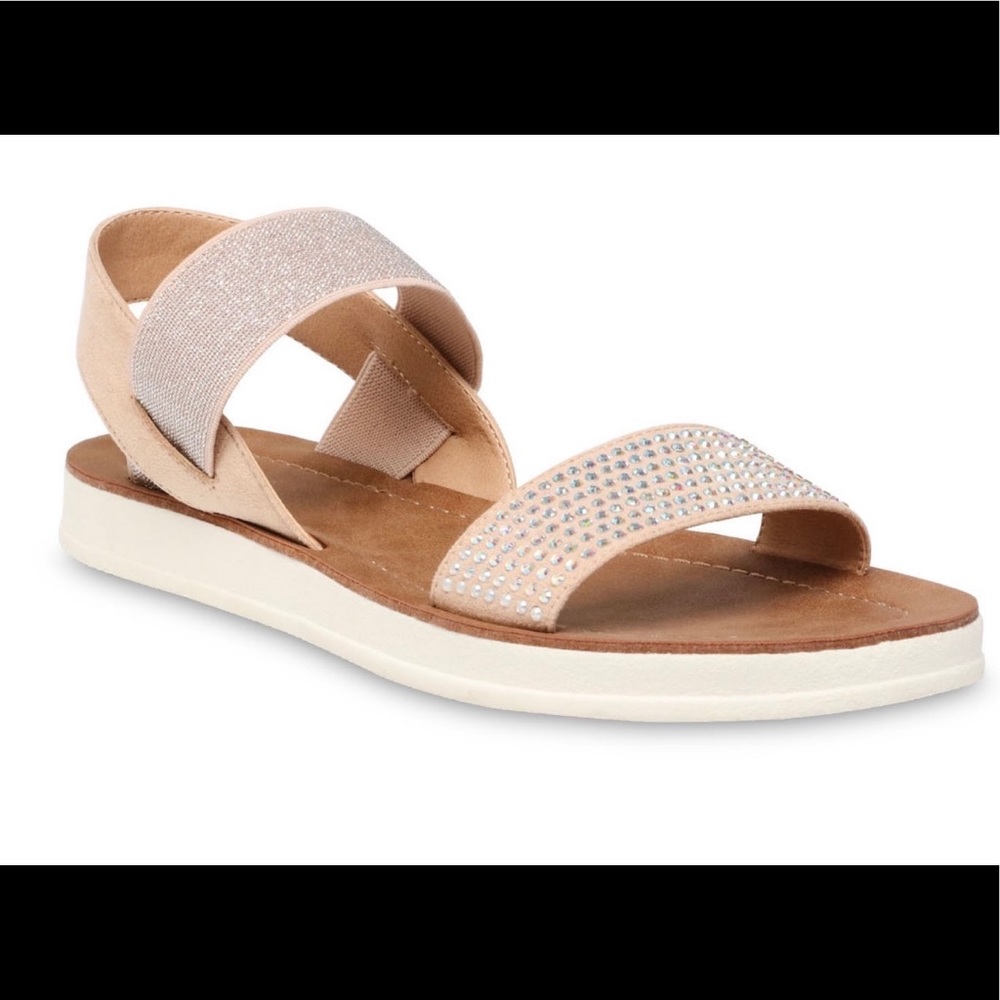 New WonderNation Rhinestone Elastic Strappy Sandal